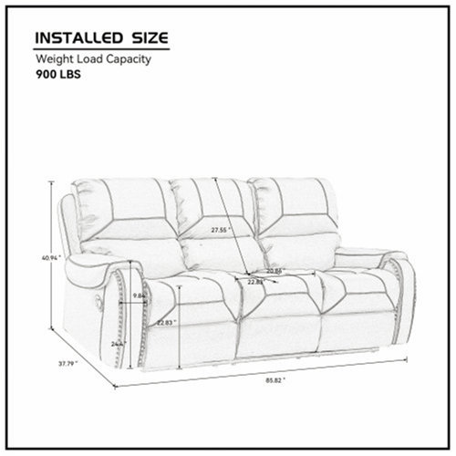 Hokku Designs Faux Leather Reclining Sofa Couch 3 Seater Sofa for